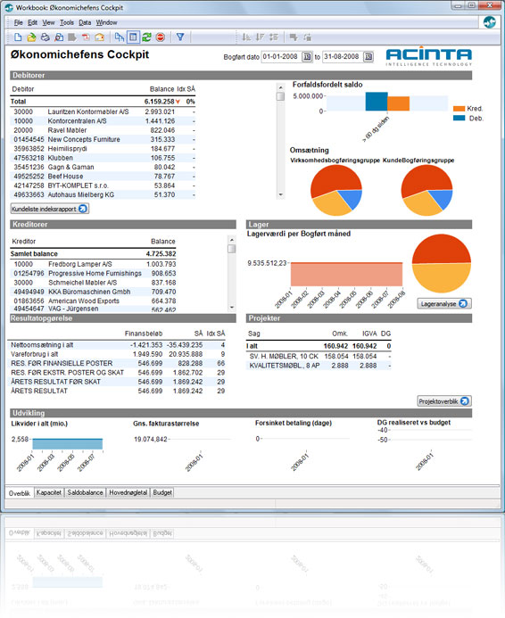 Business Intelligence dashboard til Dynamics Nav/Navision, der giver økonomichefen det daglige overblik
